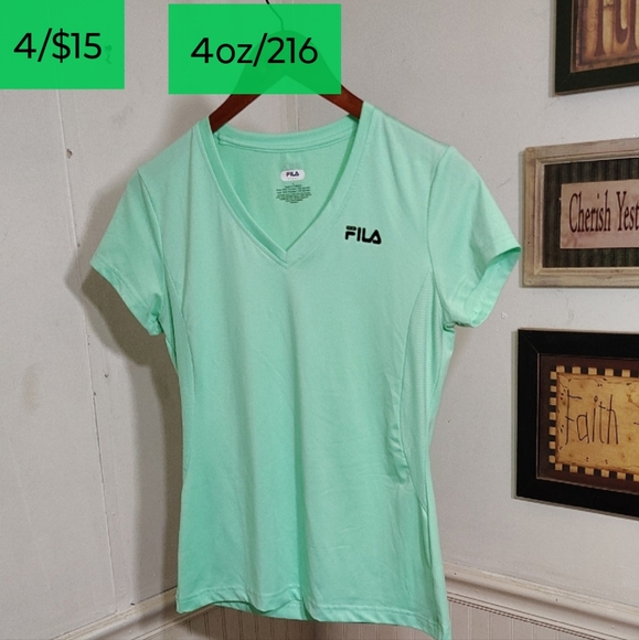 Fila Tops - Fila Women's Mint Green V-Neck Top